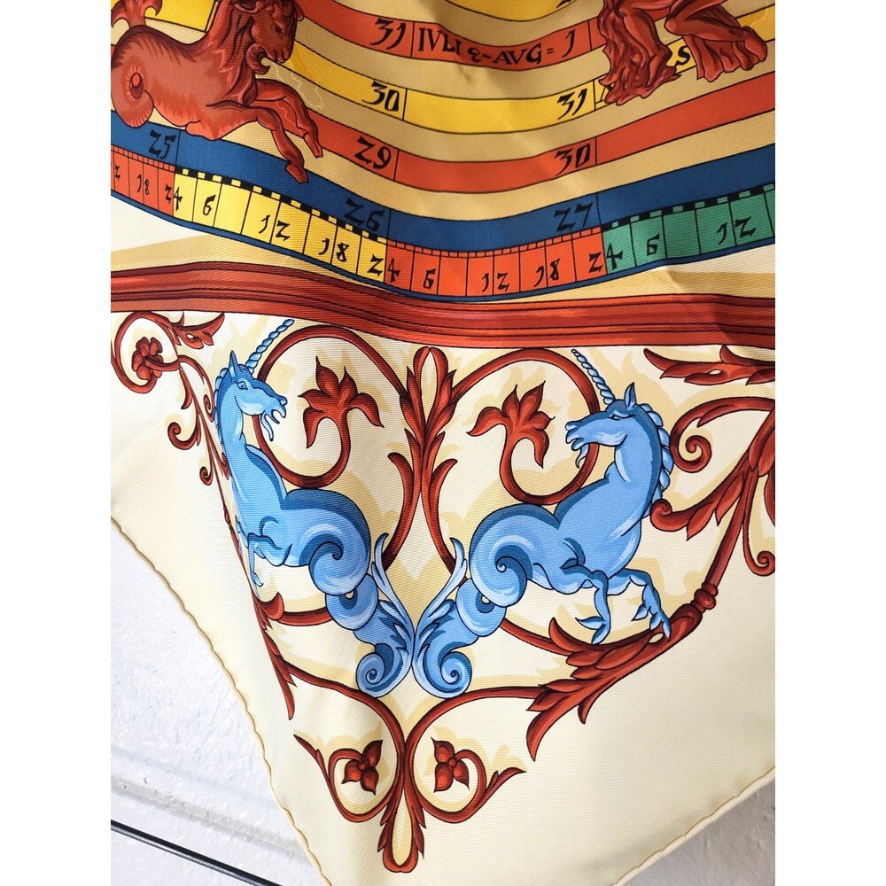 RARE VINTAGE HERMES Silk Scarf "Dies et Hore" Astrologie Classic Care' 90 Mint - Picture 9 of 16